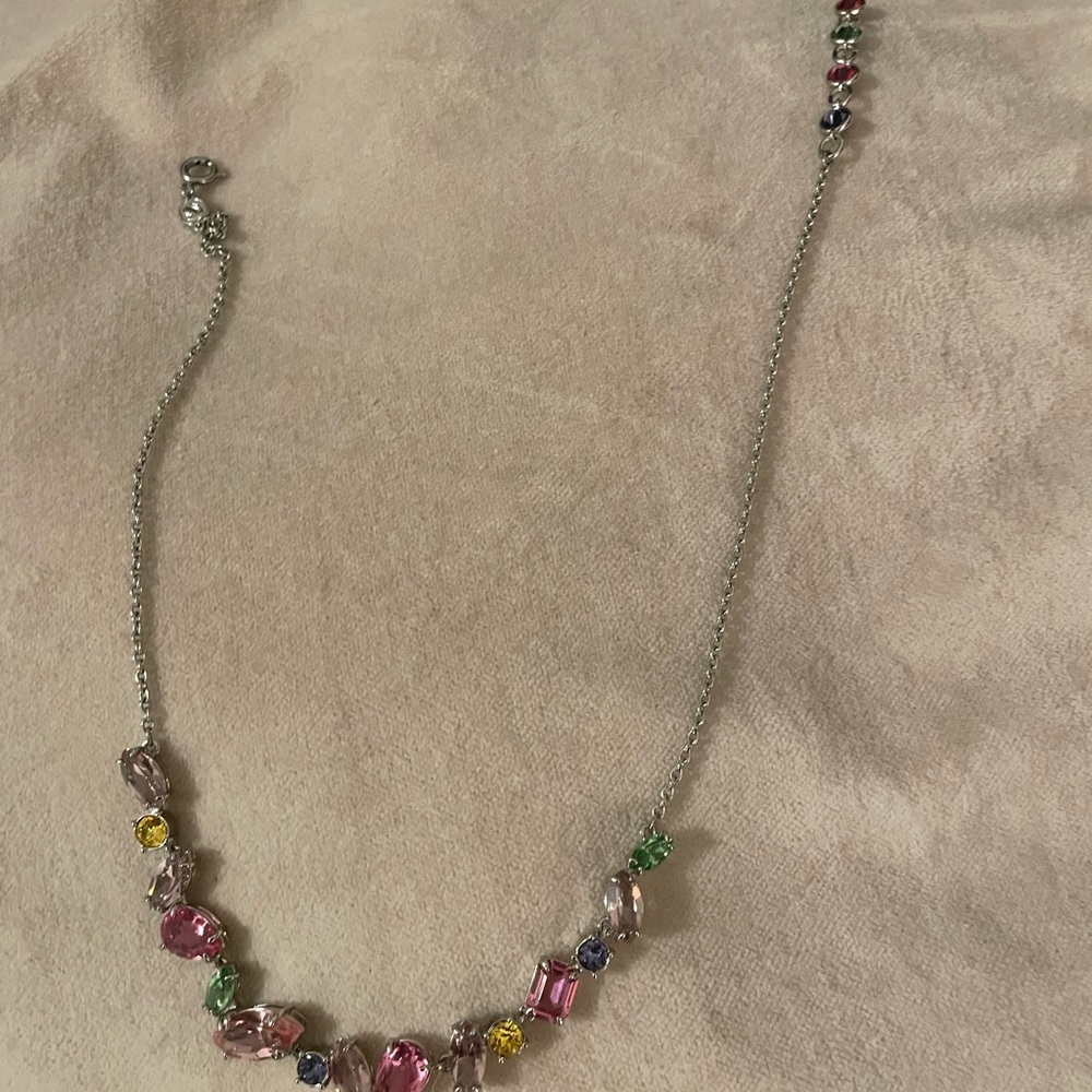 Swarovski Pink and Green Gemstone Necklace